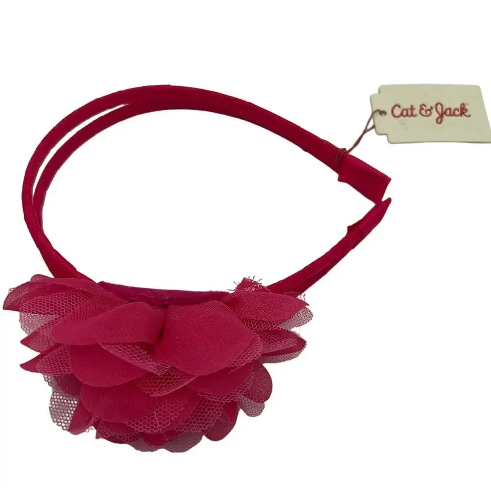Cat & Jack Girls' Hot Pink Mesh Flower Headband - NWT